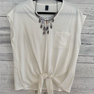 White blouse that ties at the waist
